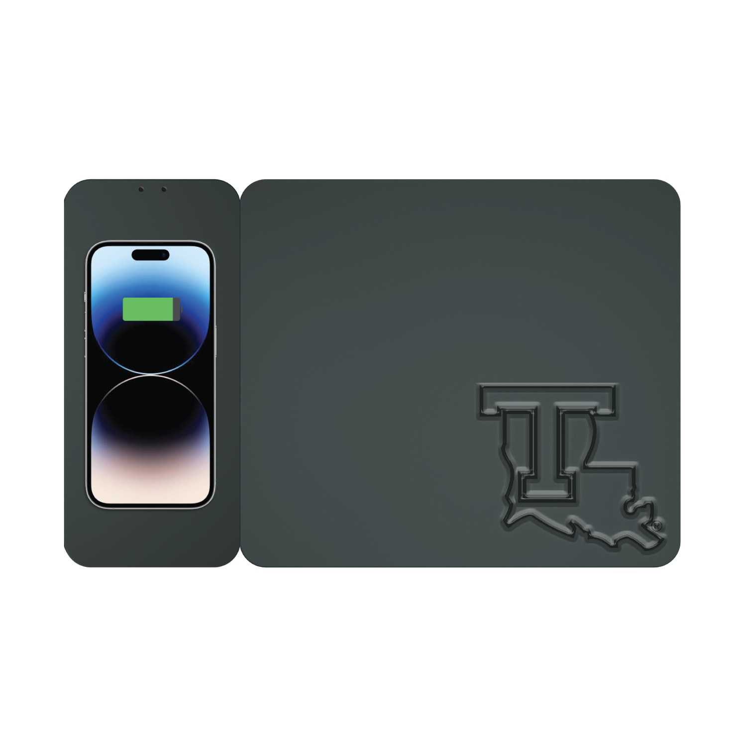 Louisiana Tech University Leather Wireless Charging Mouse Pad, Black, Alumni V2