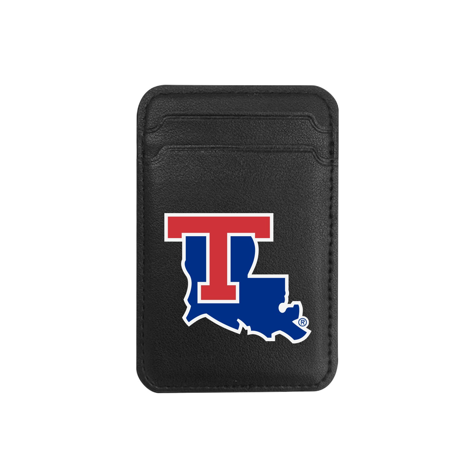 Louisiana Tech University - Leather Wallet Sleeve (Top Load, Mag Safe), Black, Classic V1