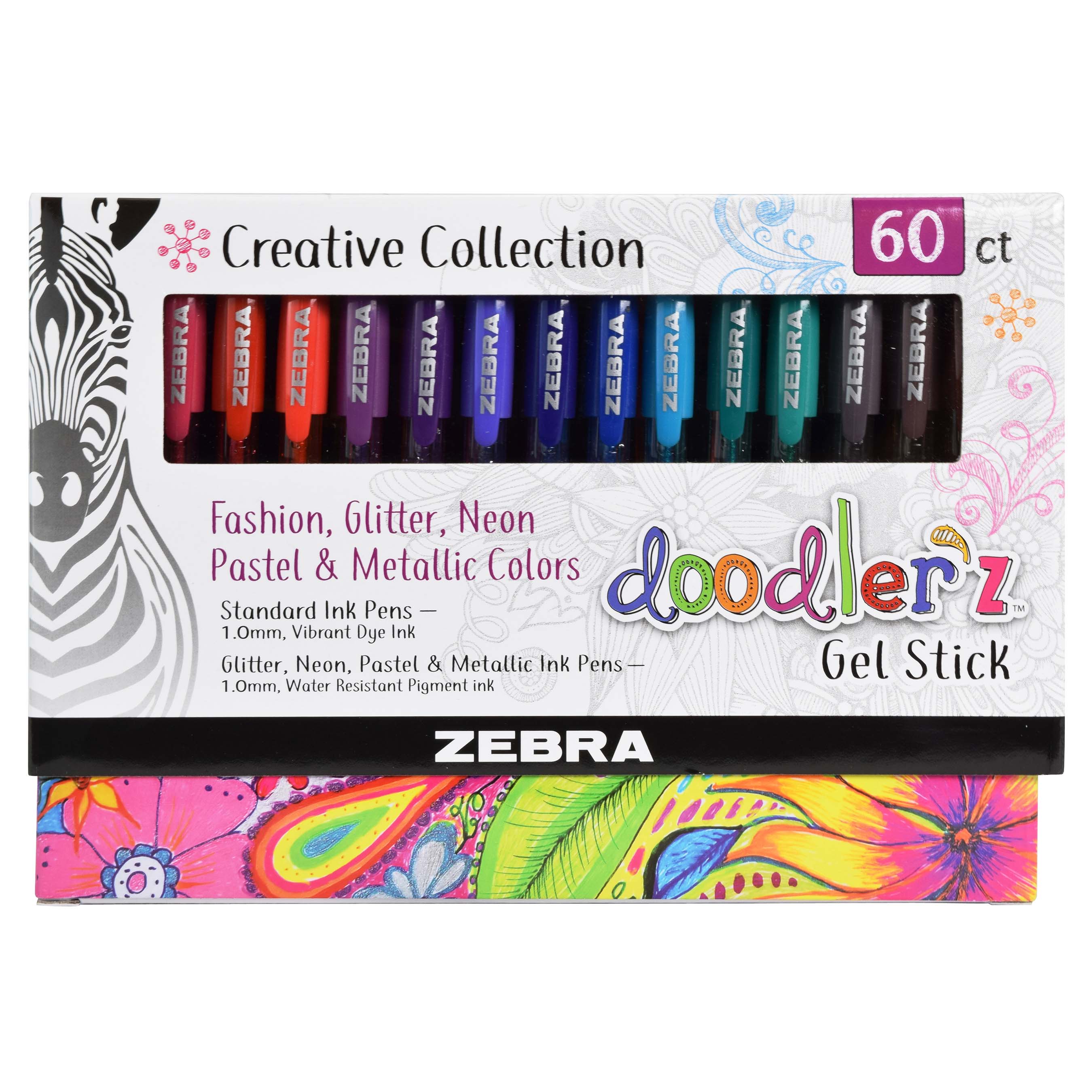 Zebra Doodler'z Gel Stick Pens Assorted 60Pack