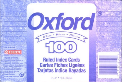 Oxford 4 inch x 6 inch Ruled White Index Cards