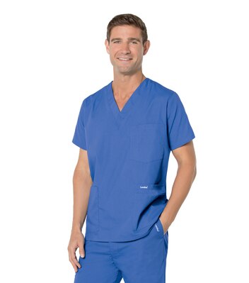 Landau Essentials Men's 5-Pocket V-Neck Scrub Top