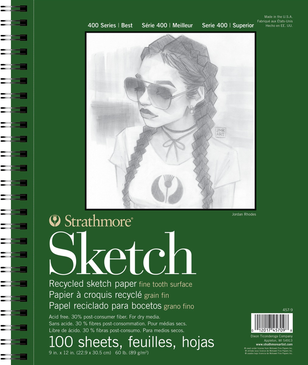 Strathmore Sketch Paper Pad, 400 Series, Recycled 9" x 12", 100 Sheets