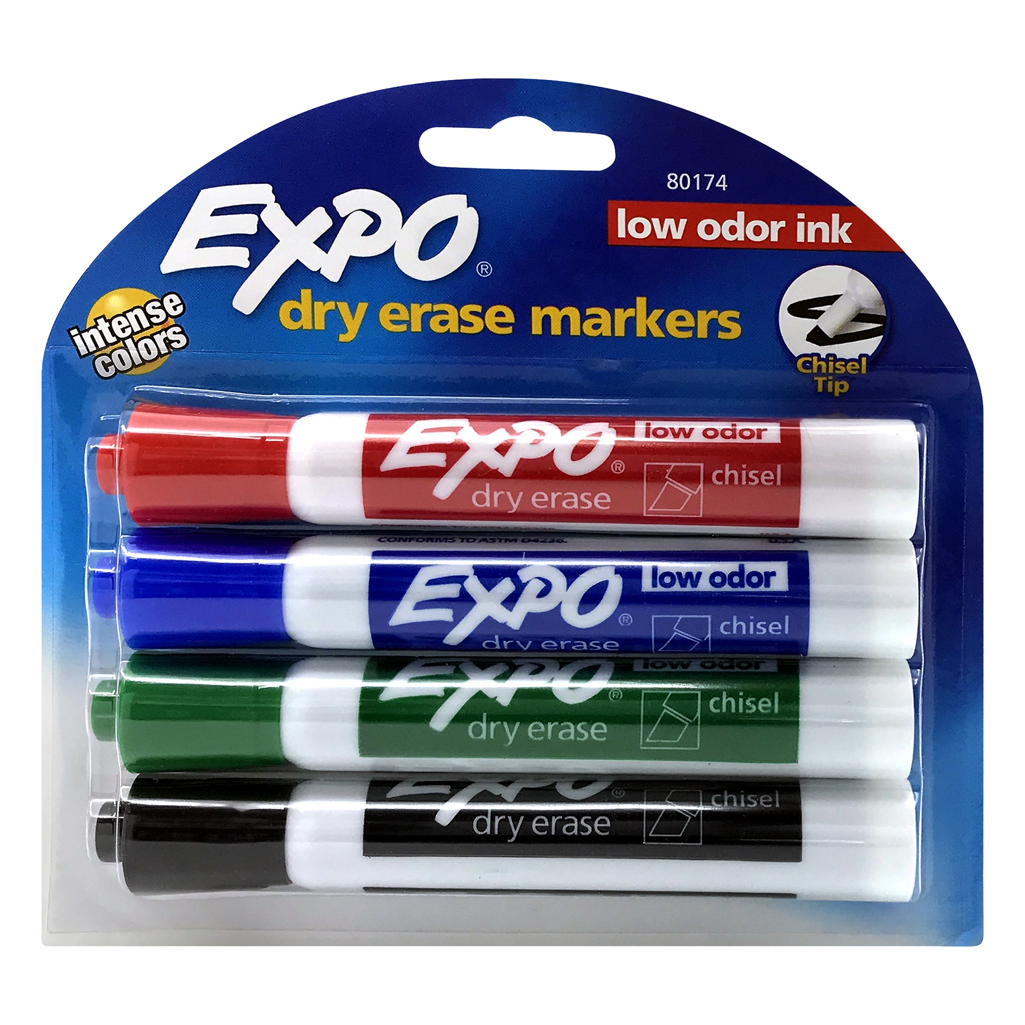 Expo Chisel Dry Erase Markers Assorted Colors 4 ct