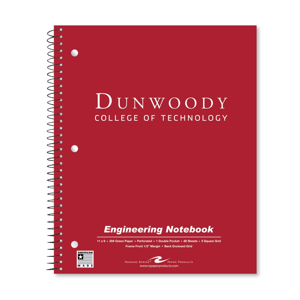School Spirit Engineering Notebook, Green Tint 20# Paper with 1 Double Pocket