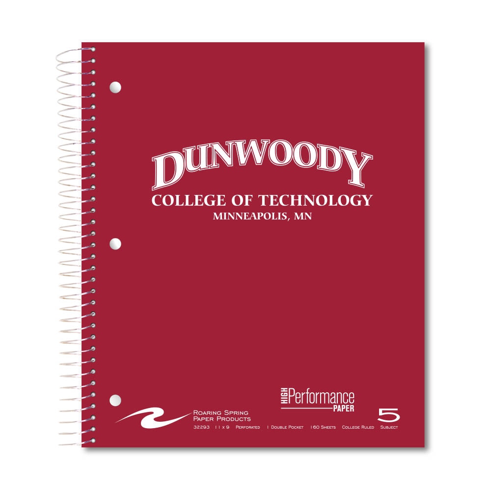 Roaring Premium 5 Subject Notebook, 8.5x11 College Ruled 20lb Paper, Pressboard Foil Cover