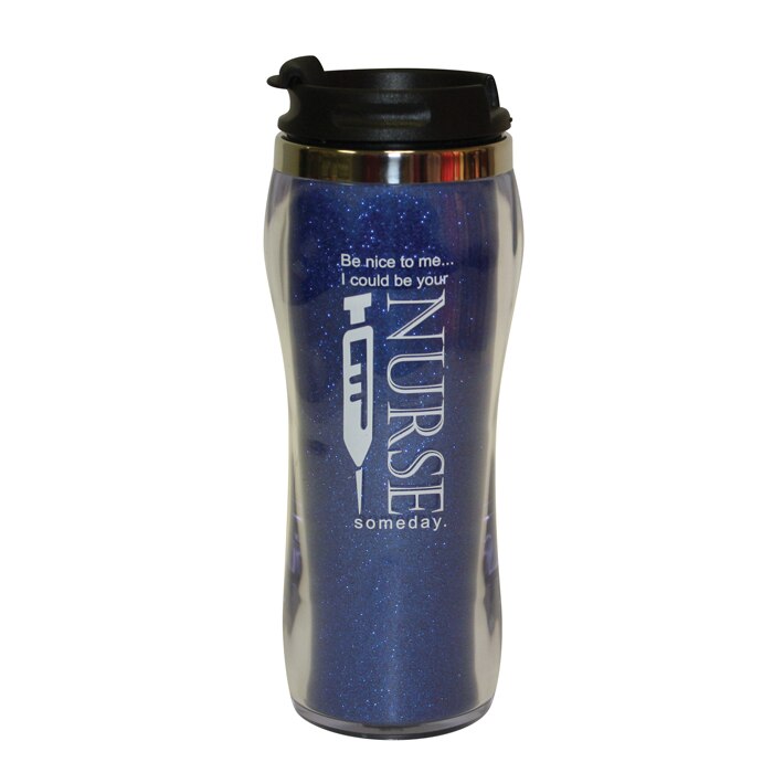 Nurse Glitter Travel Mug Blue