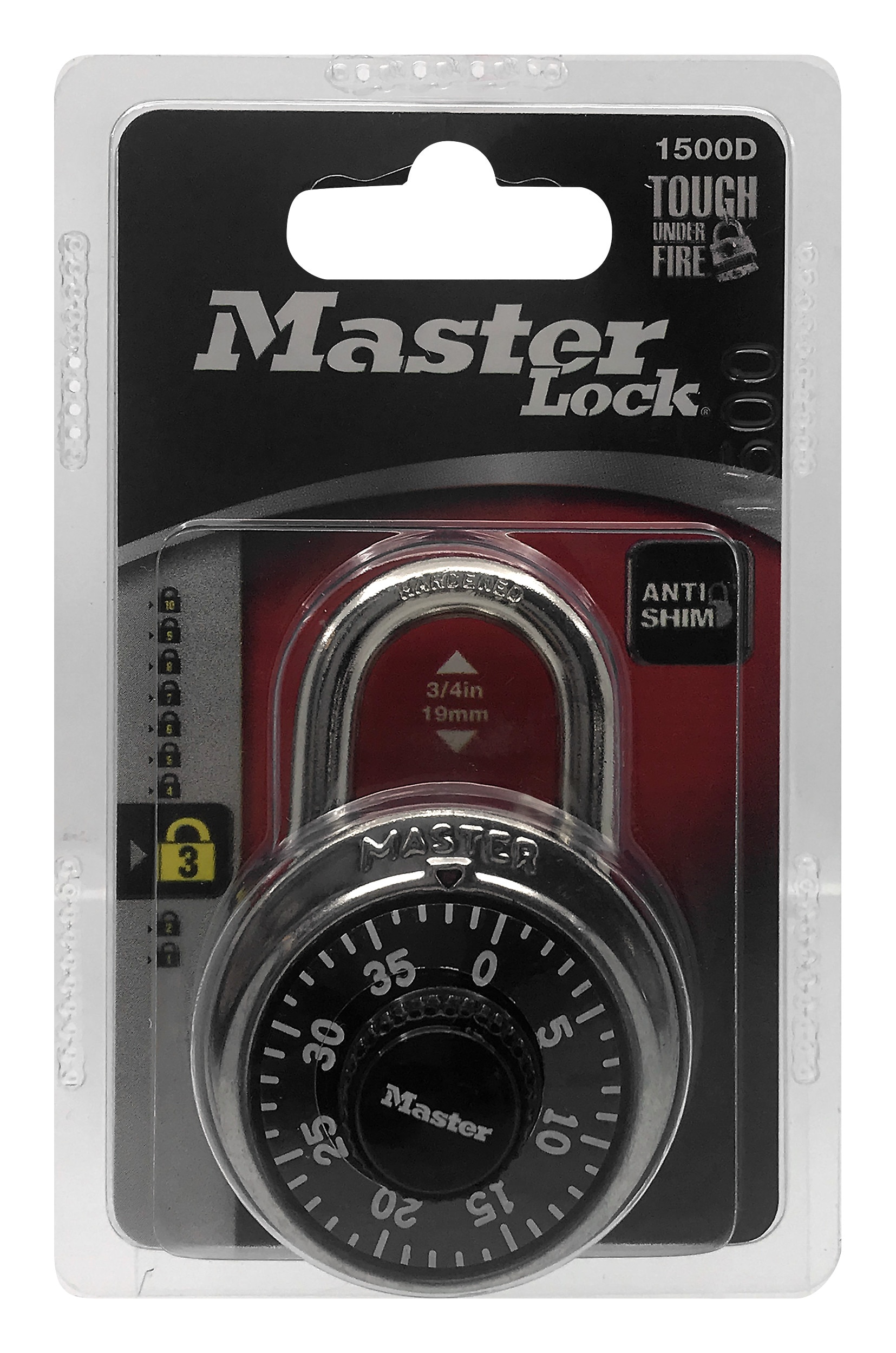 Master Lock 1500D 178in Wide Combination Dial Padlock SilverBlack