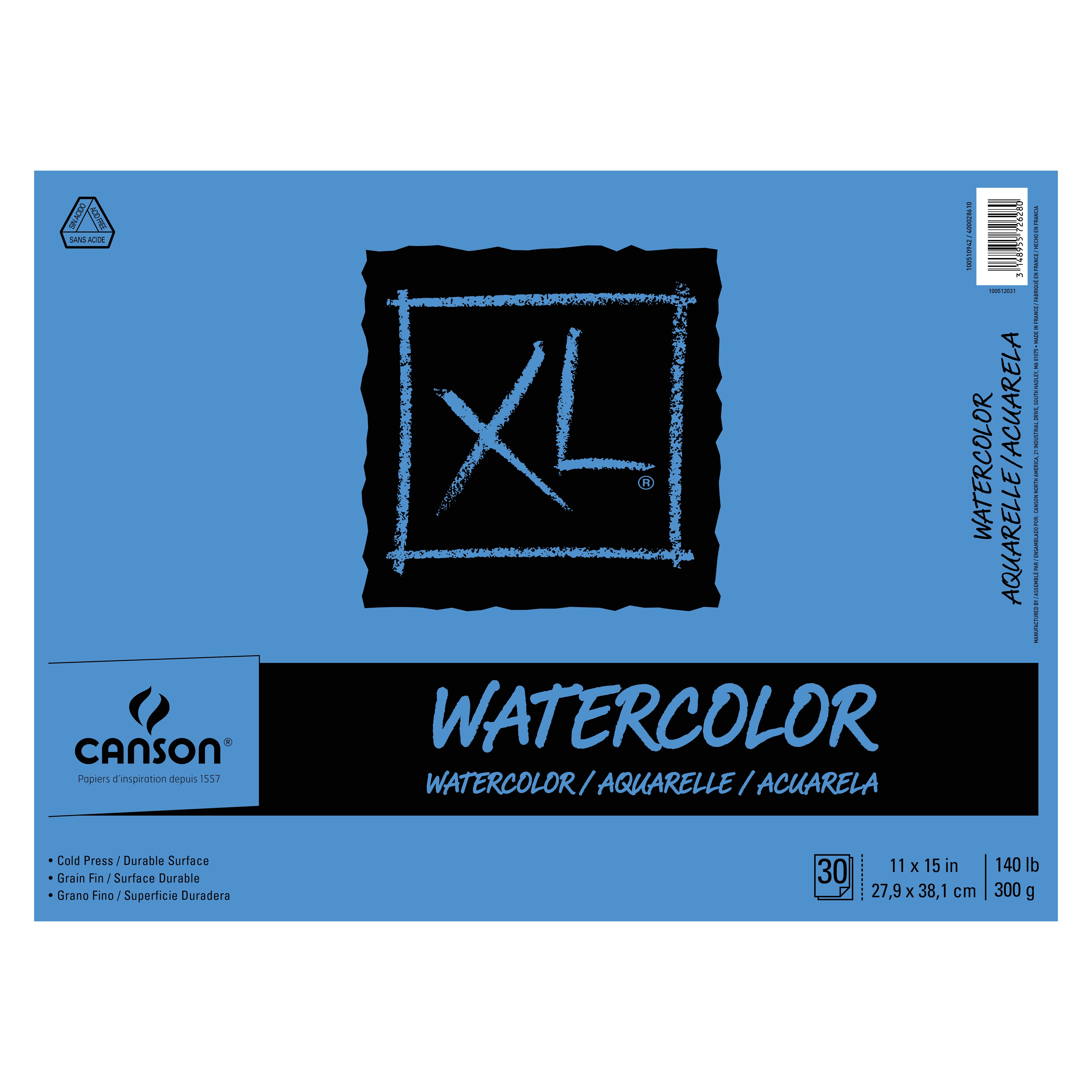 Canson XL Watercolor Pad, 30 Sheets, 11" x 15"