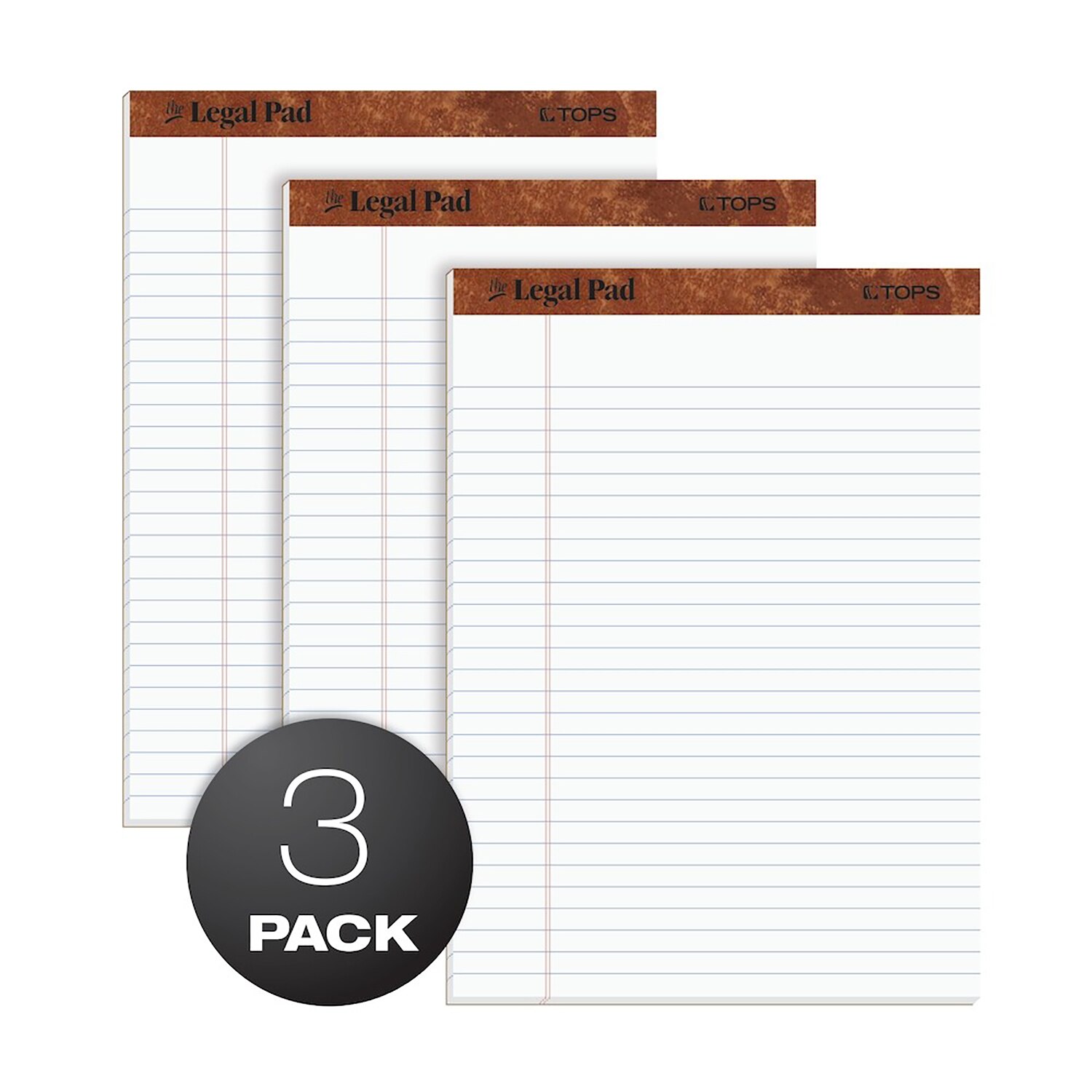 LEGAL PAD WHITE WIDE RULE 3PK