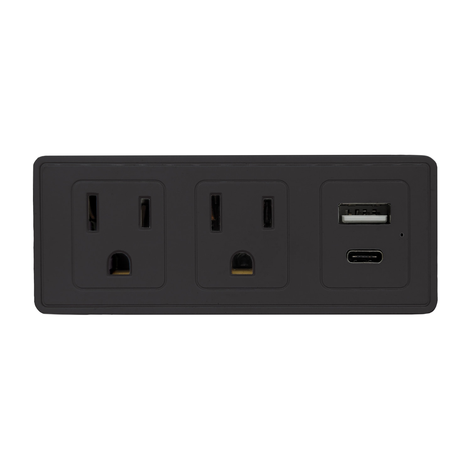 1 Pack-Multi-Port Slim Charging Station 2AC + 1USB + 1USBC w/ Surge Protection ETL Certified- Black