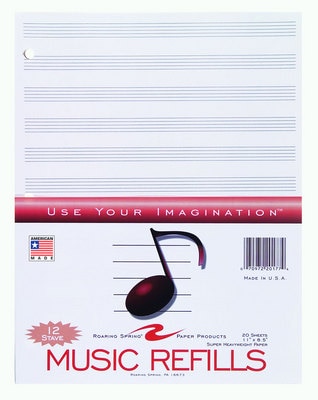 Roaring Springs Music Filler 8.5 in. x 11 in. 12 Stave 20 Count