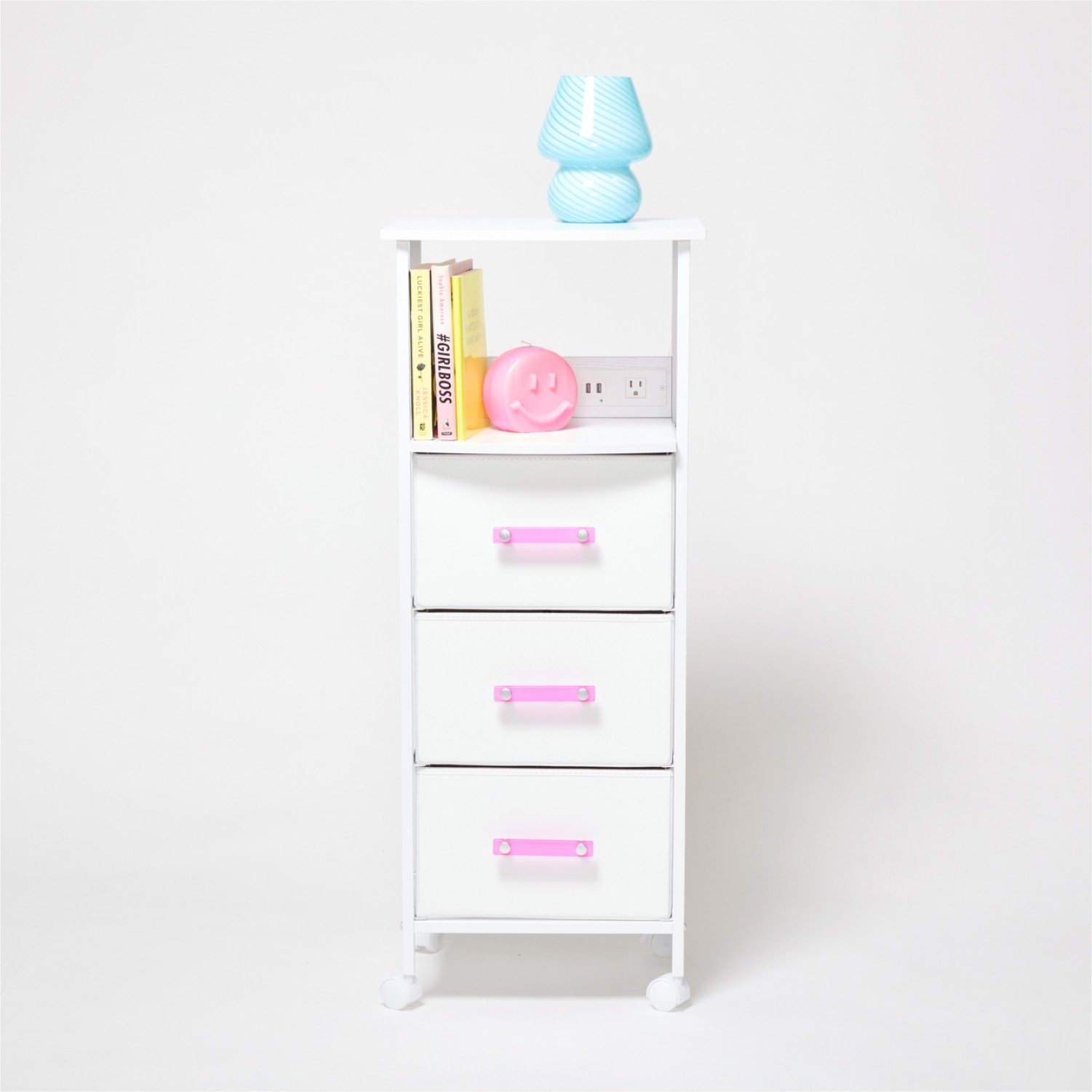 Dormify Sutton Charging 3-Drawer Cart on Wheels