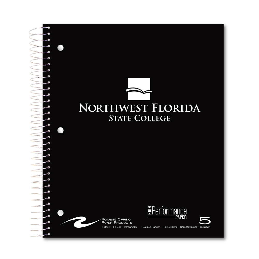 Roaring Premium 5 Subject Notebook, 8.5x11 College Ruled 20lb Paper, Pressboard Foil Cover