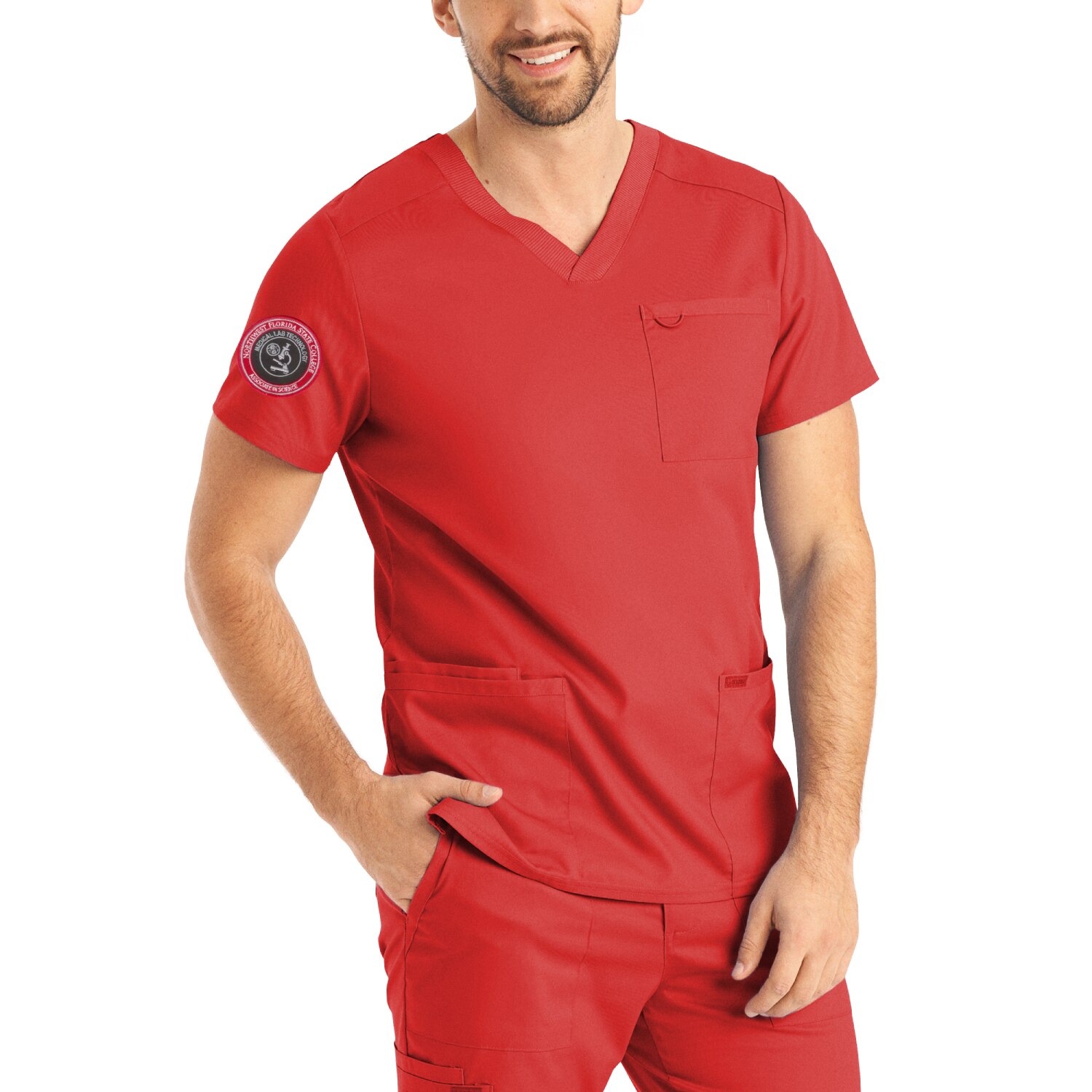 ProFlex Mens 3-Pocket V-Neck Scrub Top (LT109 Logoed)