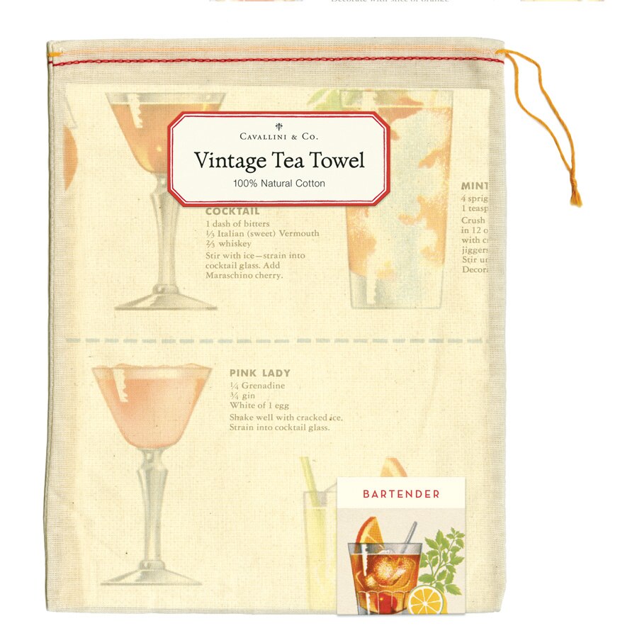 Bartender's Guide Vintage Tea Towels