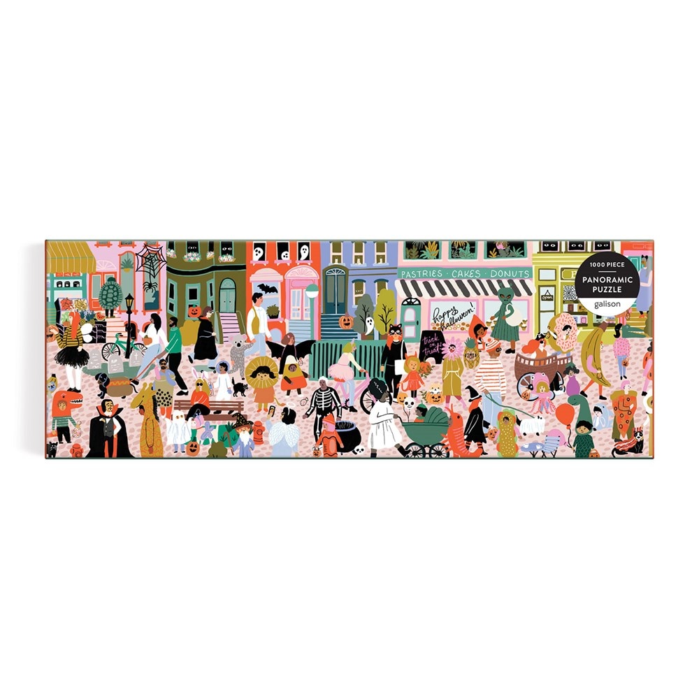 Fall Halloween Parade 1000 Piece Panoramic Family Puzzle