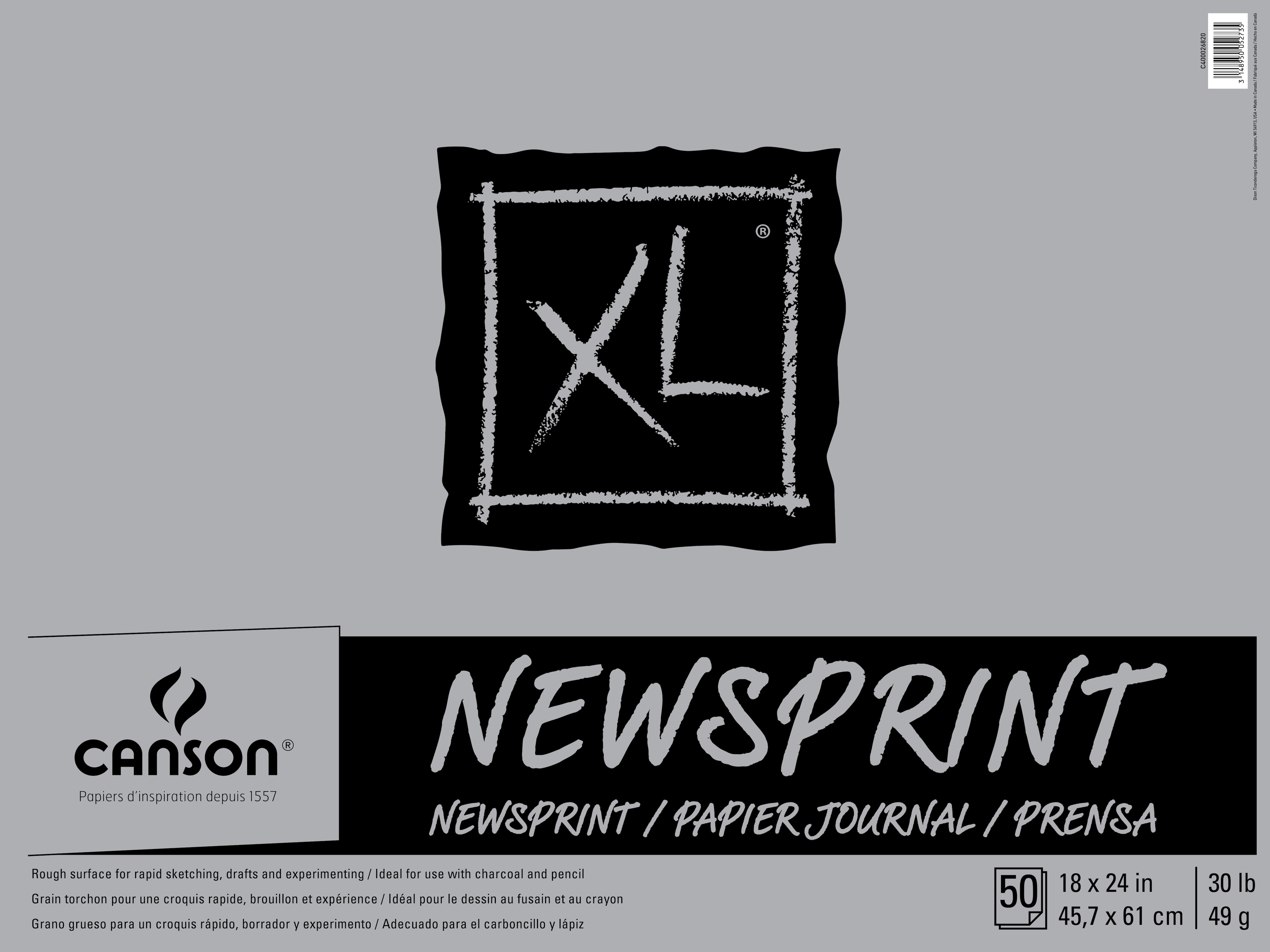 Canson XL Newsprint Paper Pad, 50 Sheets, 18" x 24"