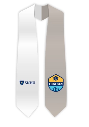 8075 STOLE: COLLEGE.CUSTOM.XL-90.SATIN.WHITE.SILVER GRAY