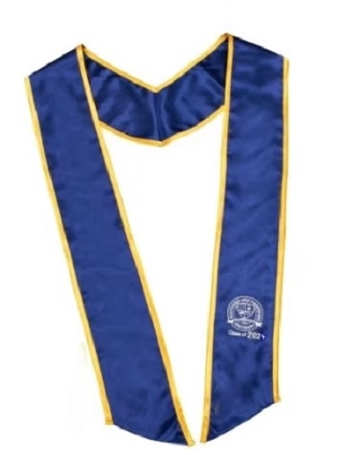 SNHU OH SATIN STOLE GRAT NAVY W/EMB CLASSIC