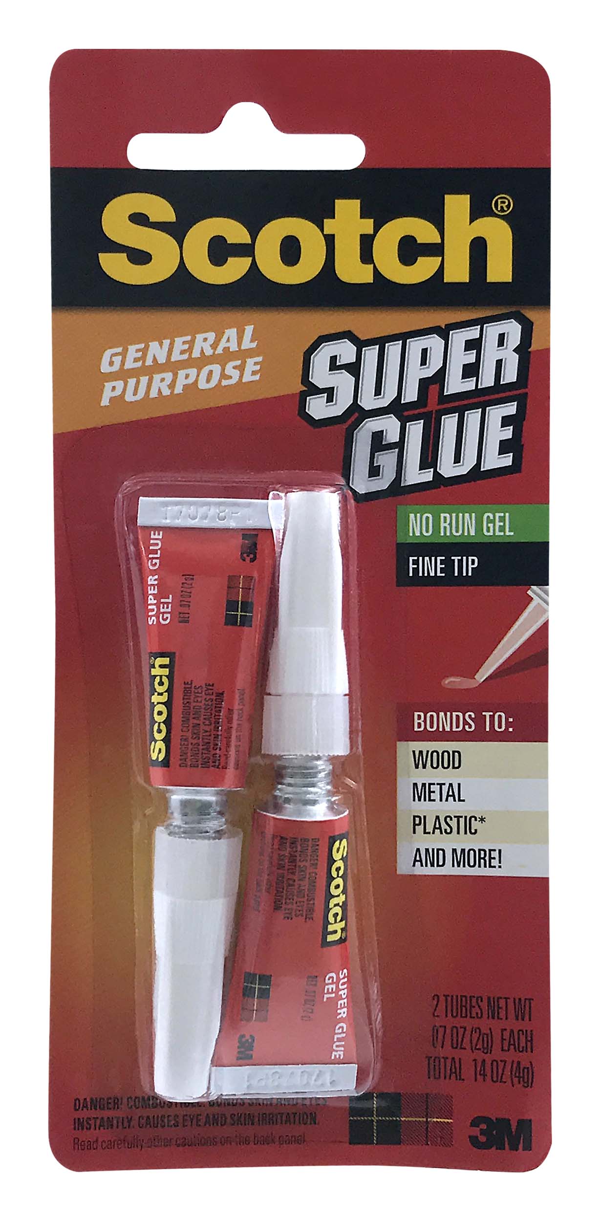 Scotch General Purpose Super Glue Gel, 0.07 oz. each, 2 Pack 