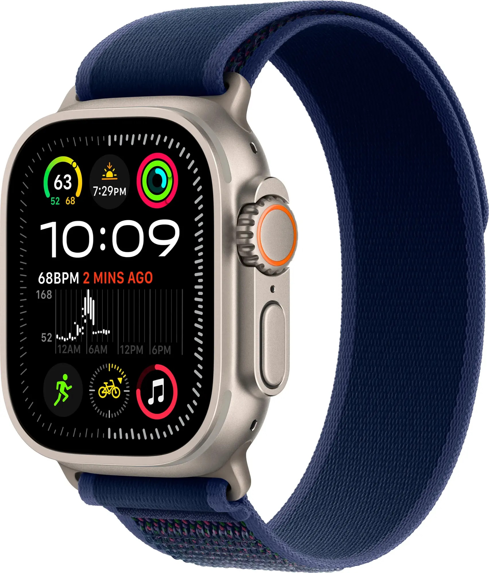 Apple Watch Ultra 2 GPS + Cellular 49mm Natural Titanium Case with Blue Trail Loop - S/M