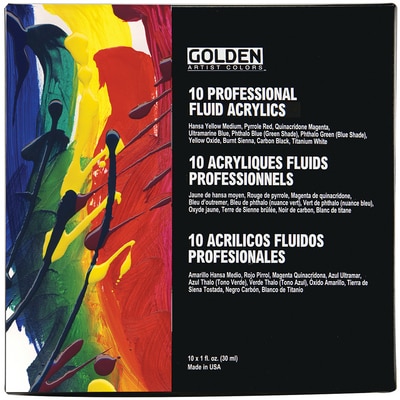 Golden Artist Colors (GAC) Principal 10 Professional Fluid Acrylic Set –  Brush Paper Scissors