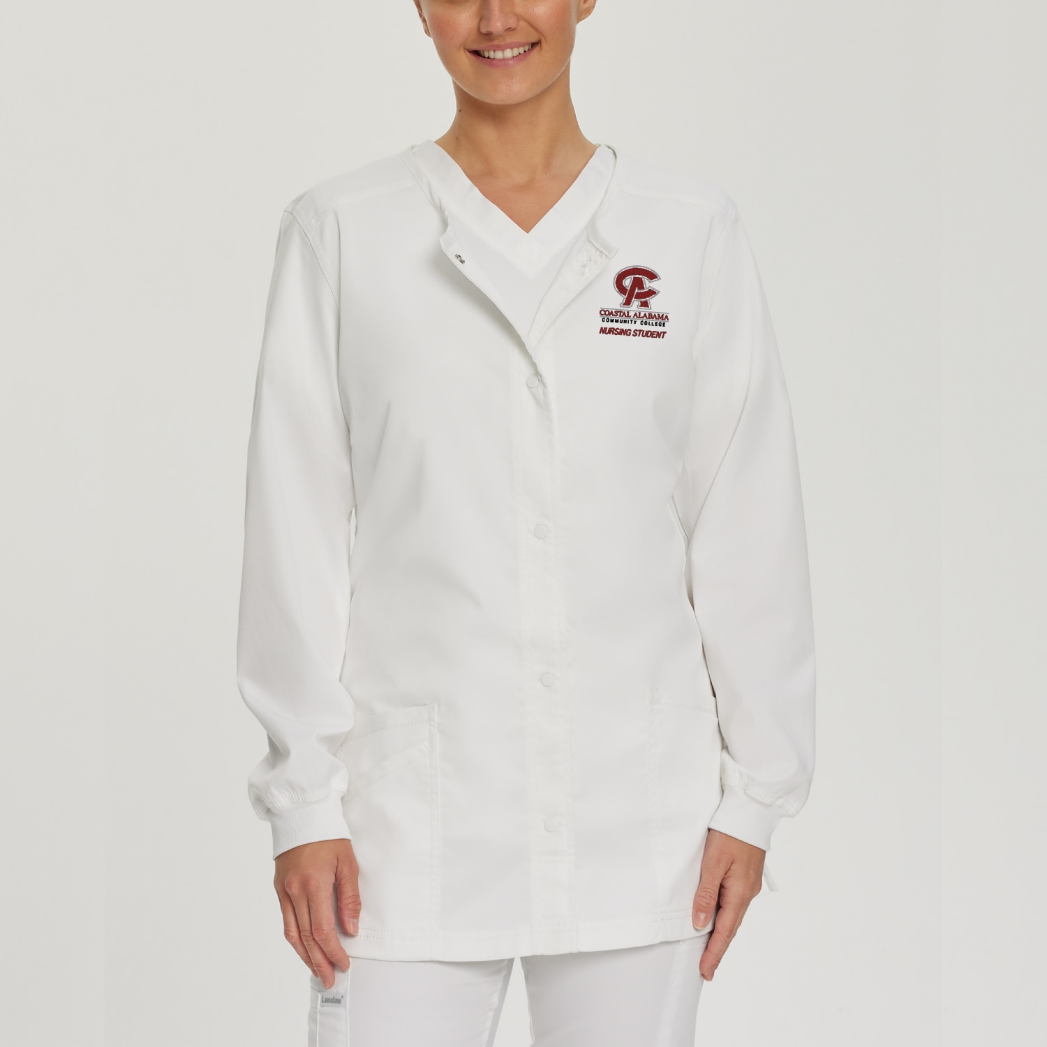 Women's Nursing White Warm-up Coat