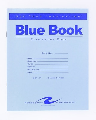 Roaring Spring Blue Exam Book 812 x 7 White 12 Sheets