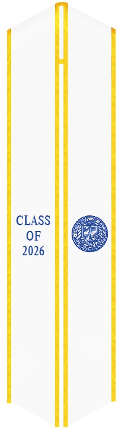8106 Design Source Stole White Sash Yellow Trim Blue Seal Dated