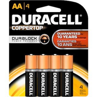 4 Pack of Duracell AA Alkaline Batteries