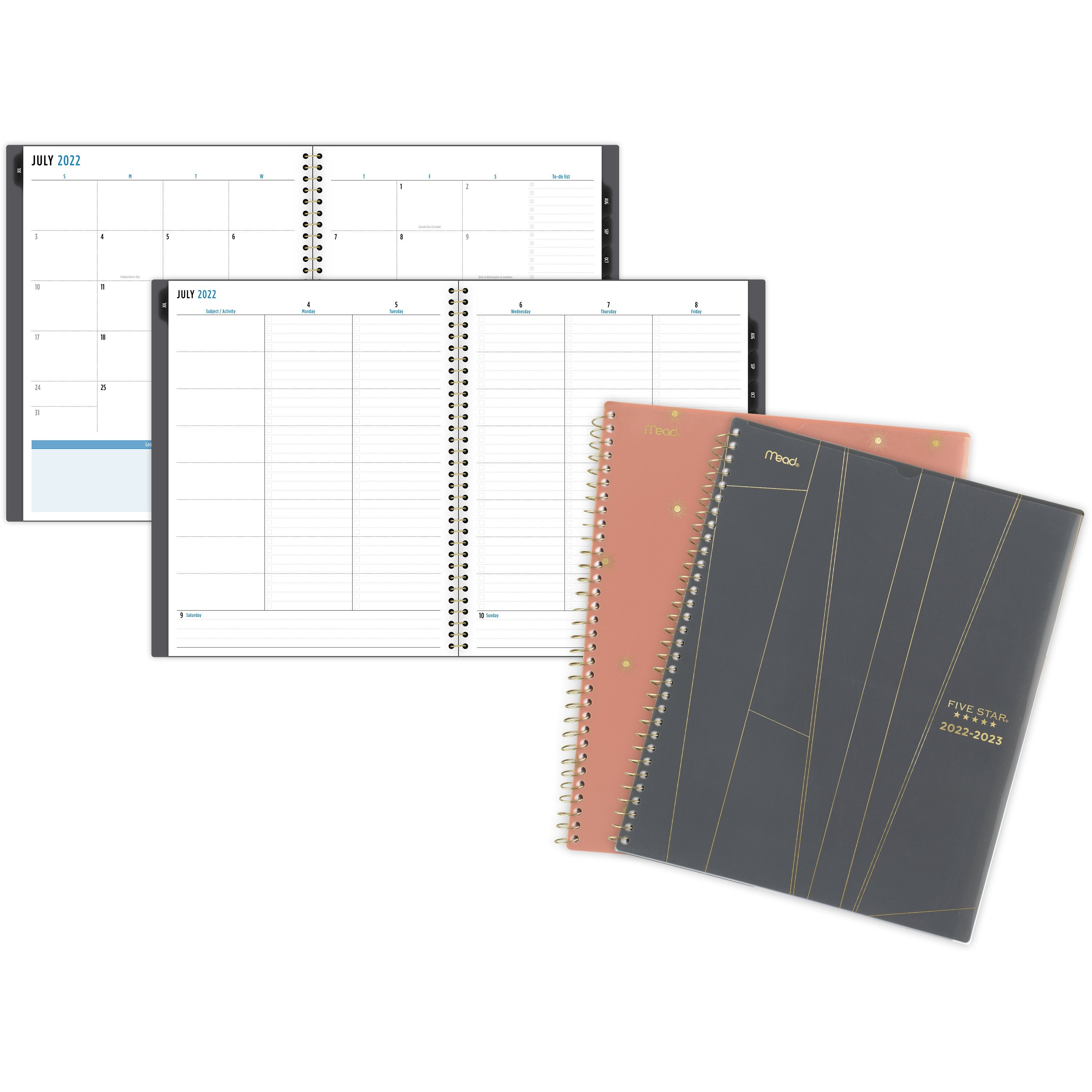 Five Star(R) Style Academic 2022-2023 Weekly Monthly Student Planner, Color Chosen For You, Large, 8 1/2" x 11"