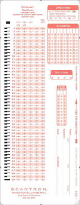 Scantron Form X  101864  PAR  L