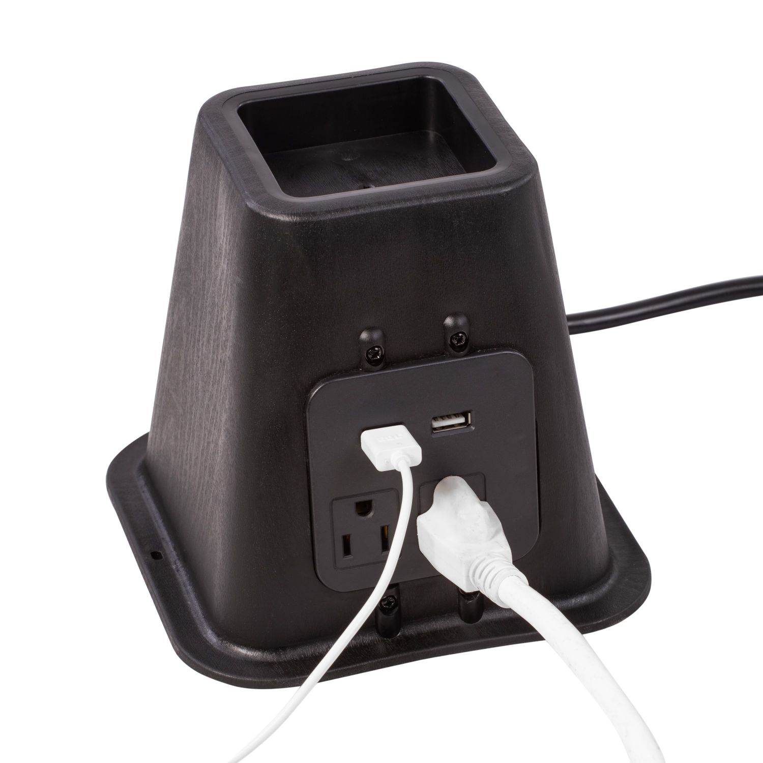 Honey Can Do Set of 4 Black Bed Risers with Outlets and USB Ports