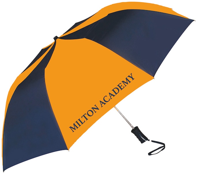 Milton Academy "The Sport" 2-Tone Emblematic Umbrella Automatic Folding 48" Coverage