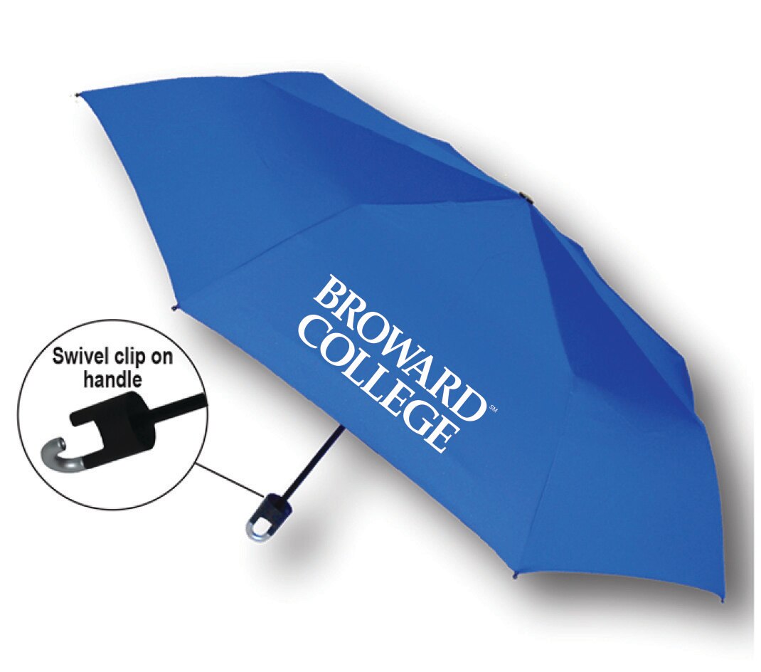 "Storm Clip" Mini Folding Emblematic Solid Umbrella 42" Coverage