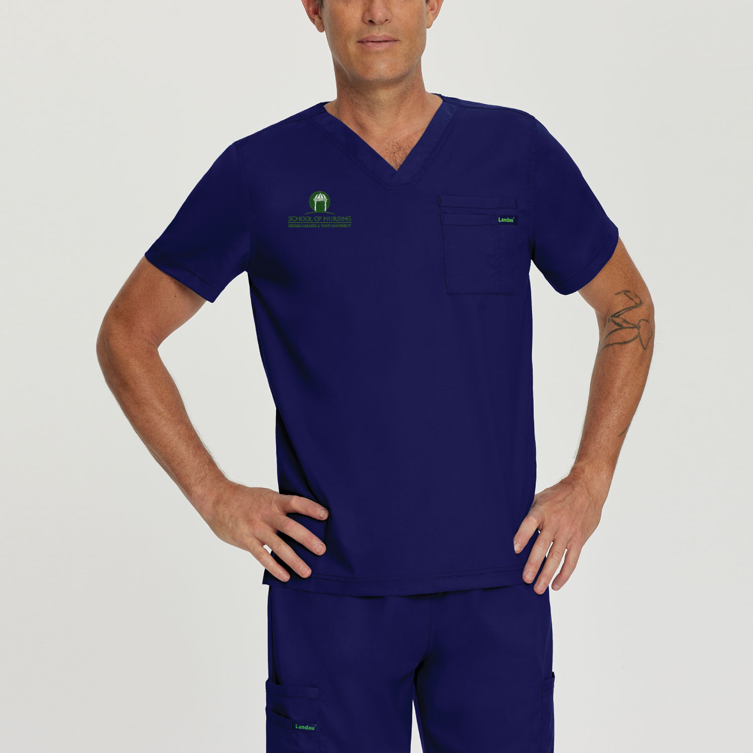 Georgia College Decorated Landau Proflex Mens V-Neck Top