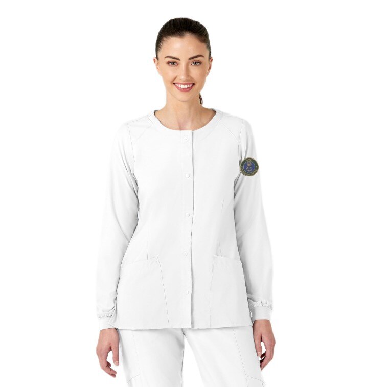 W123 Women's Crew Neck Warm Up Jacket - White