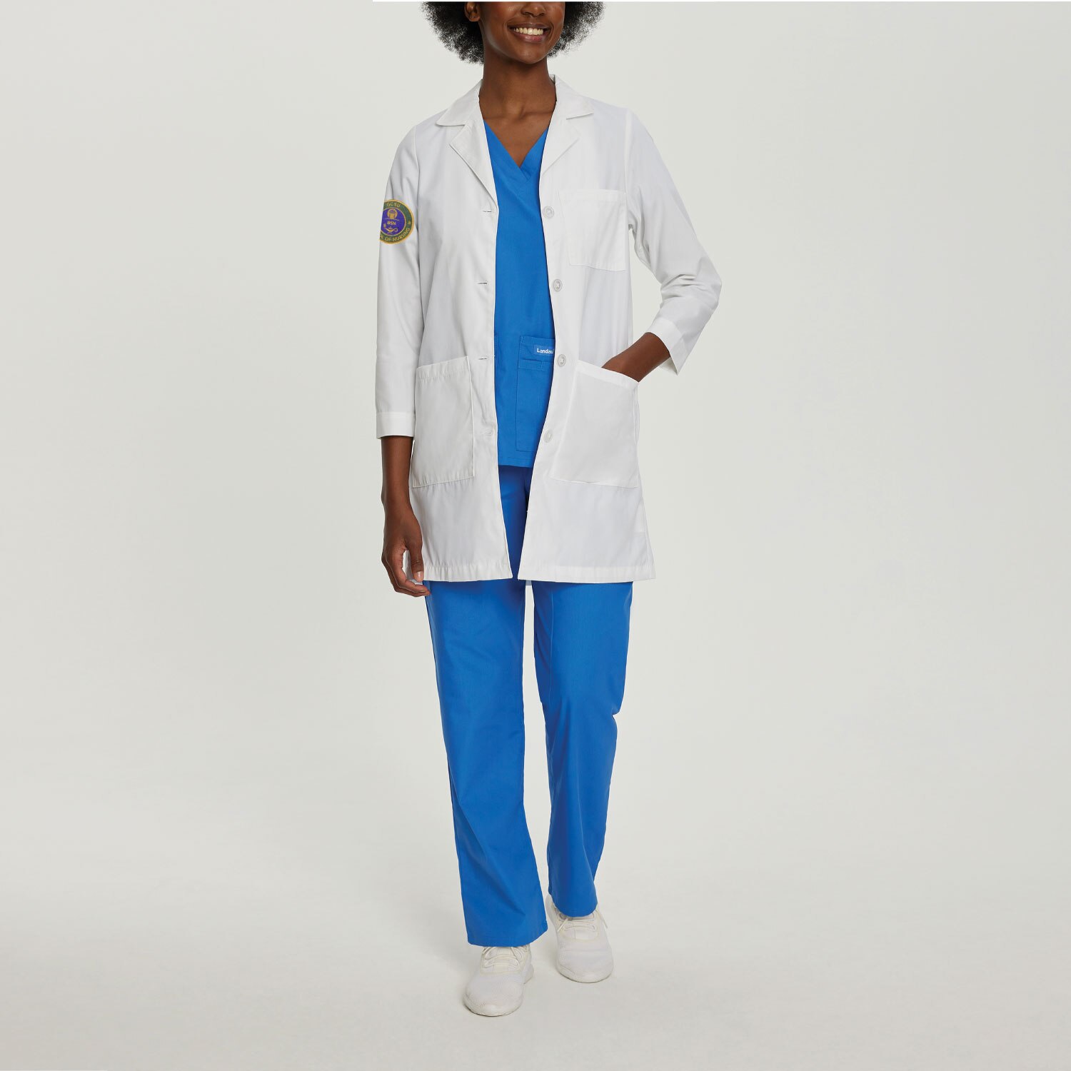 Georgia College Decorated Landau Men's 5-Pocket Full-Length Lab Coat (Twill) (Tall Sizes)
