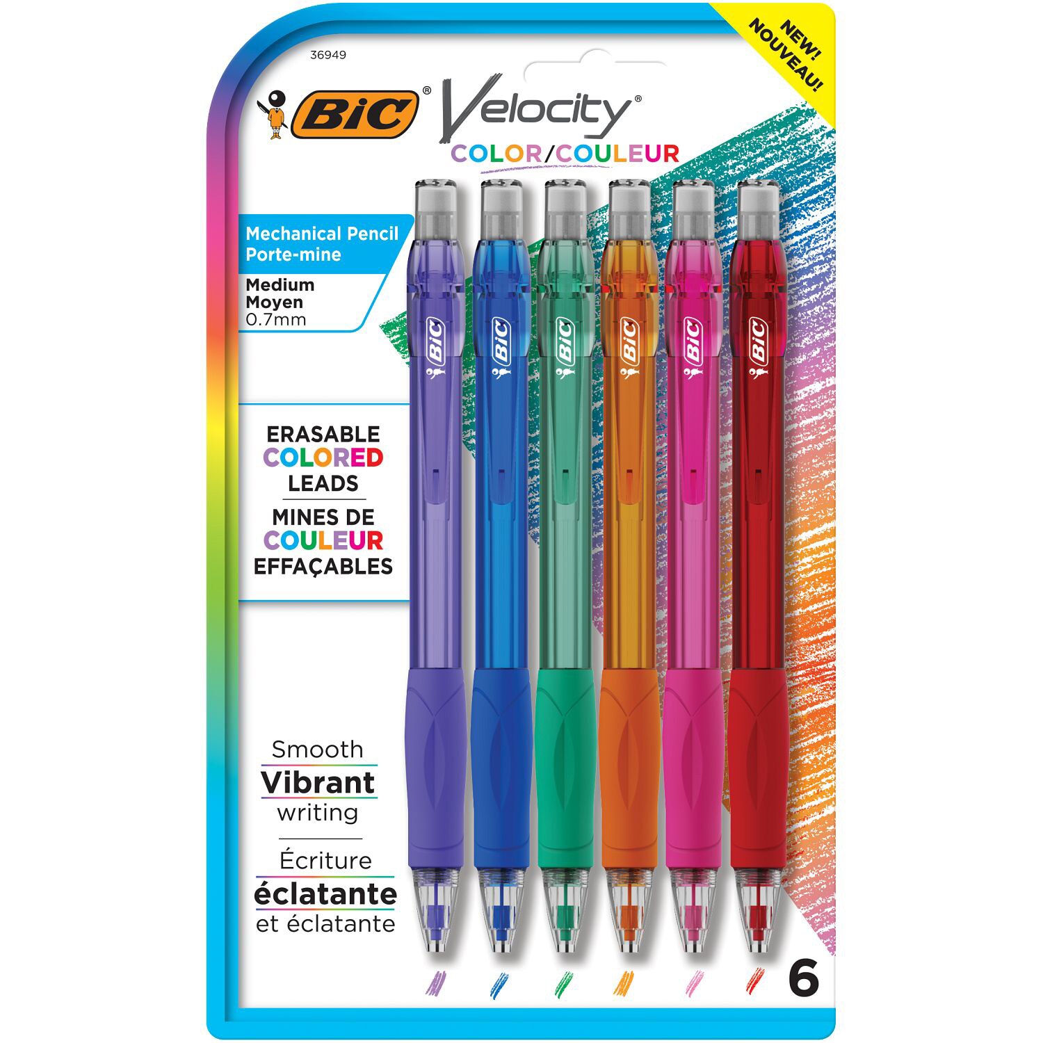 Bic Velocity Pencil Assorted 6pk