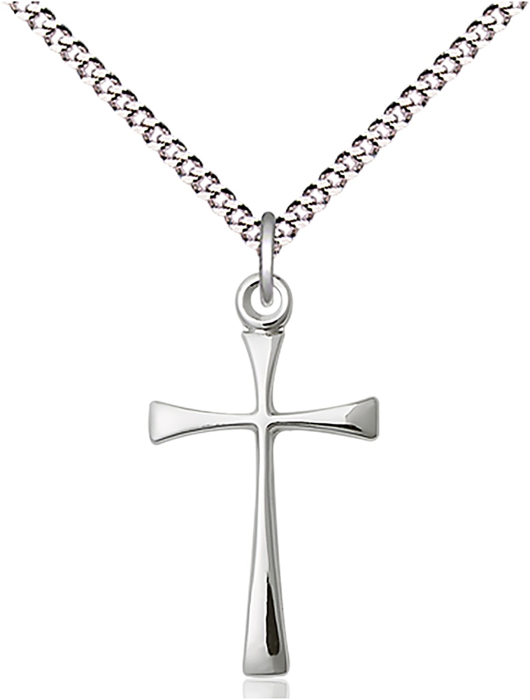 Sterling Silver Maltese Cross Pendant on an 18-inch Light Rhodium Light Curb Chain.  Handmade in the USA