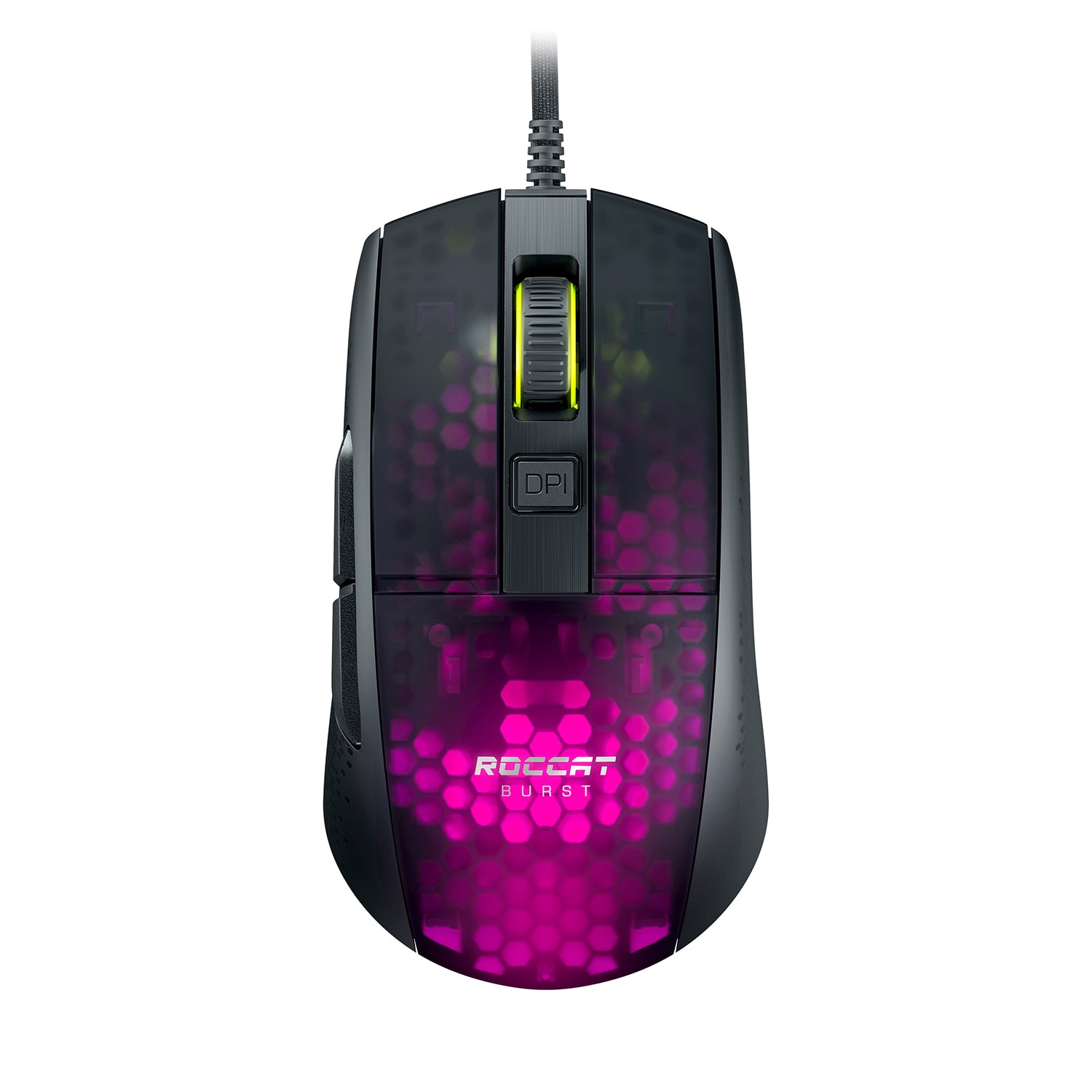 black and purple gaming mouse