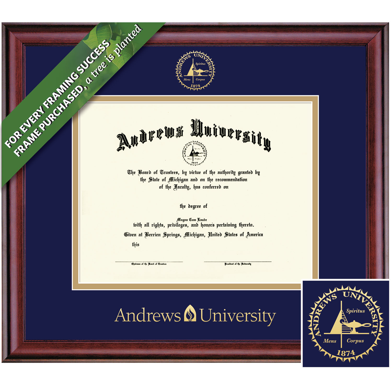 Framing Success 8 x 10 Classic Gold Embossed School Seal Bachelors, Masters, PhD Diploma Frame