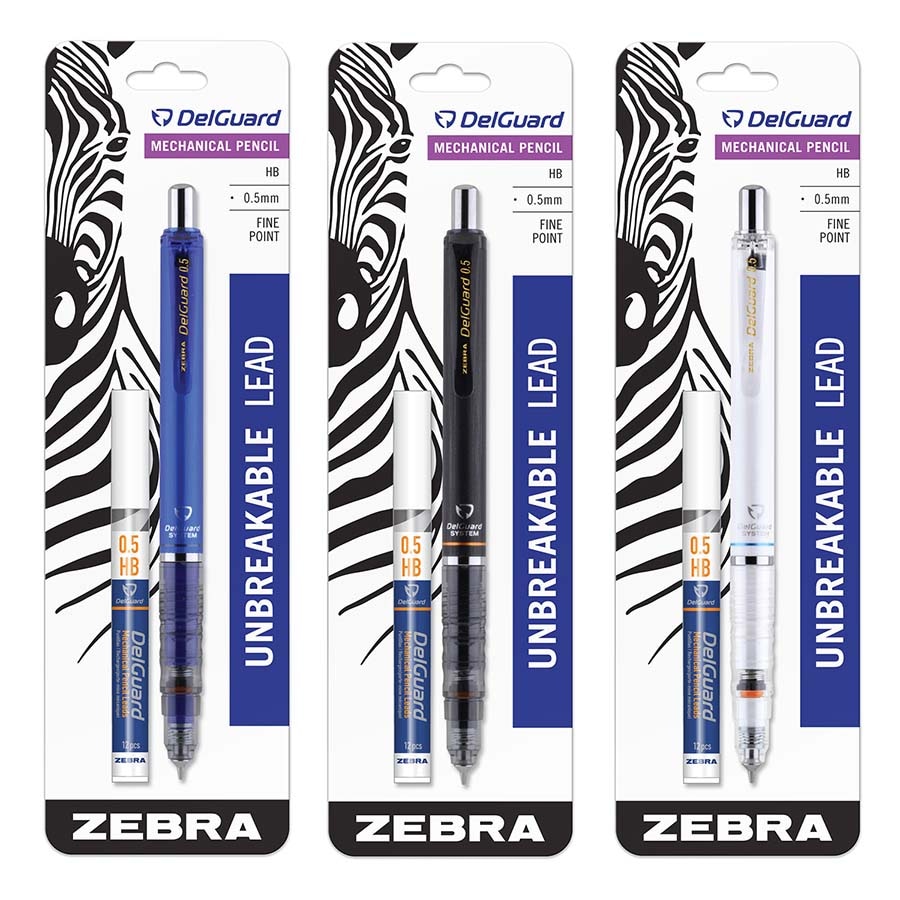 Zebra Delguard Mechanical Pencil 0.5mm with Bonus Lead Assorted Colors