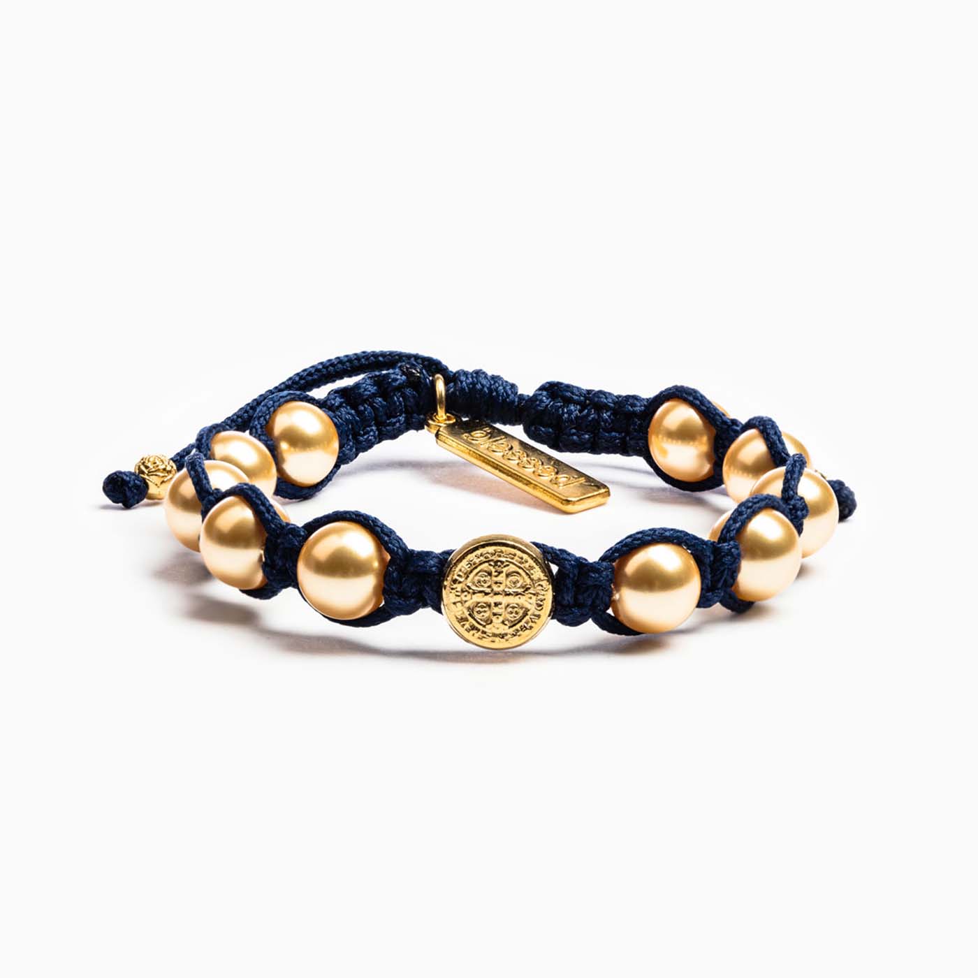 My Saint My Hero Divine Blessing Bracelet - Gold Pearl/Navy Cord