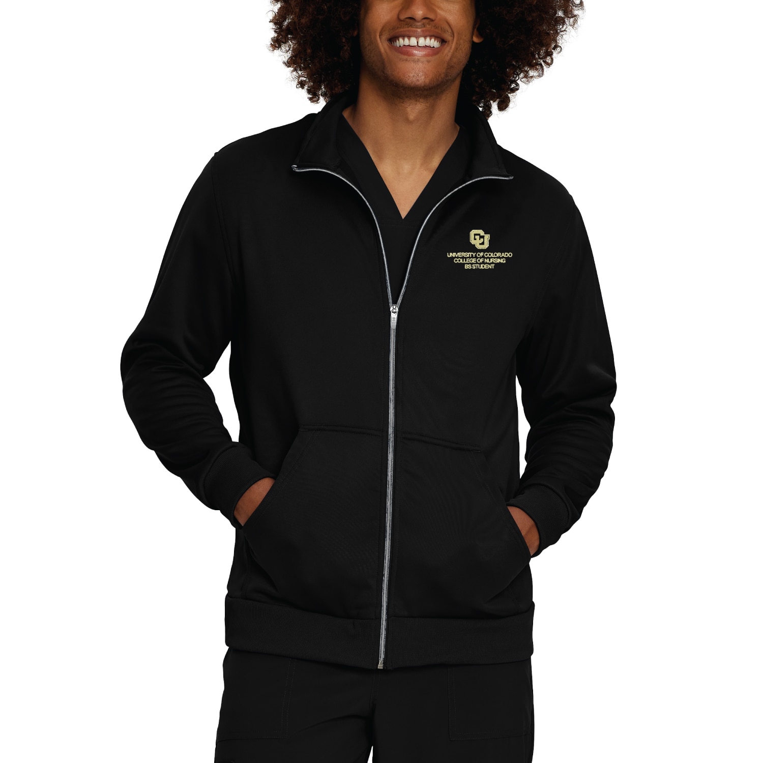 Urbane Mens Fleece Warm-Up Jacket with Embellishment