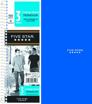 Five Star Trend Wirebound Notebook 3 Subject College Ruled 11 x 8 12 Assorted Colors