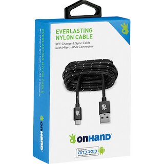 OnHander Everlast Nylon Micro USB Cable 5ftPink