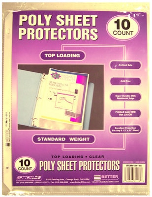 Better Office Products Poly Sheet Protectors 10 Count