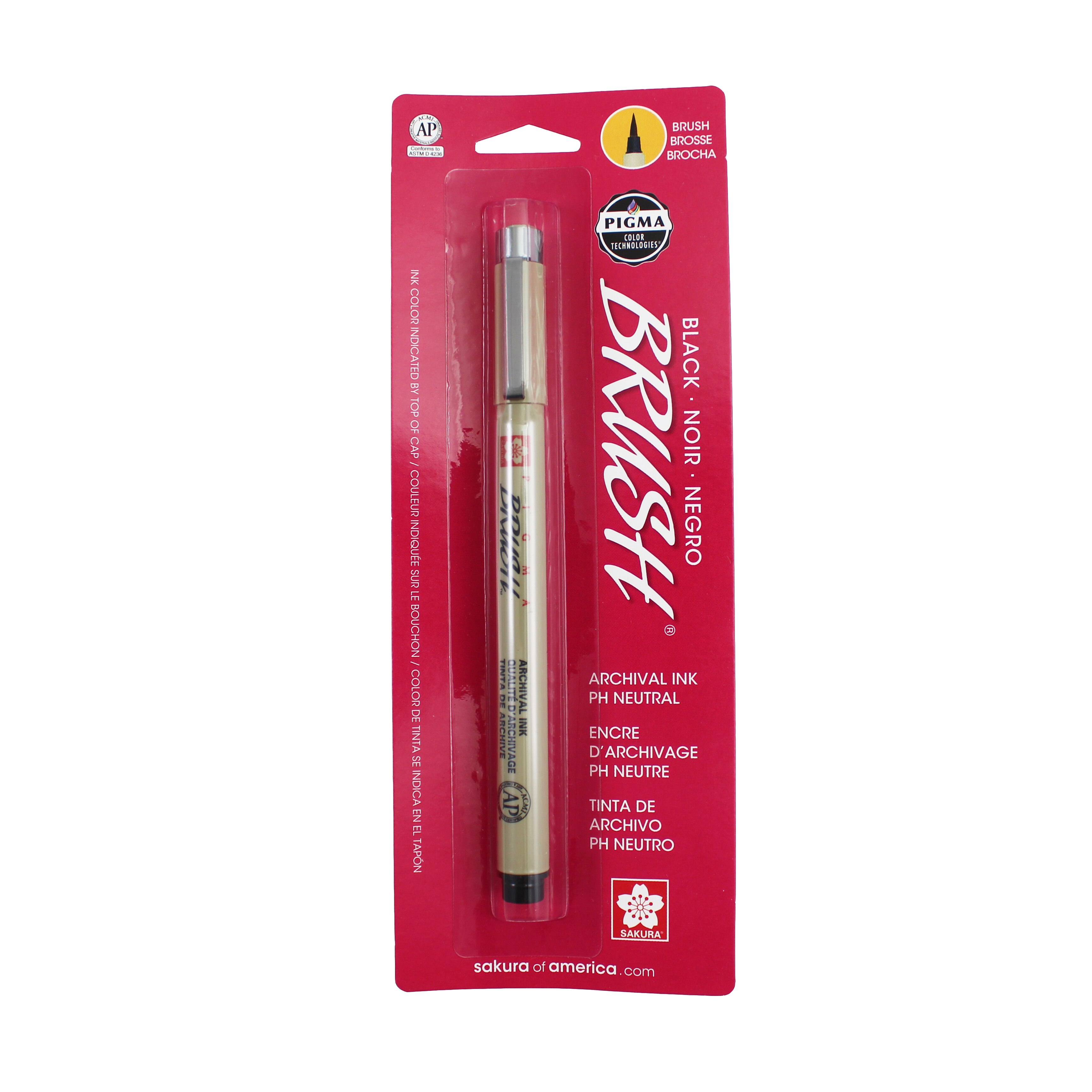 Sakura Pigma Brush Pen, Black, Carded Packaging