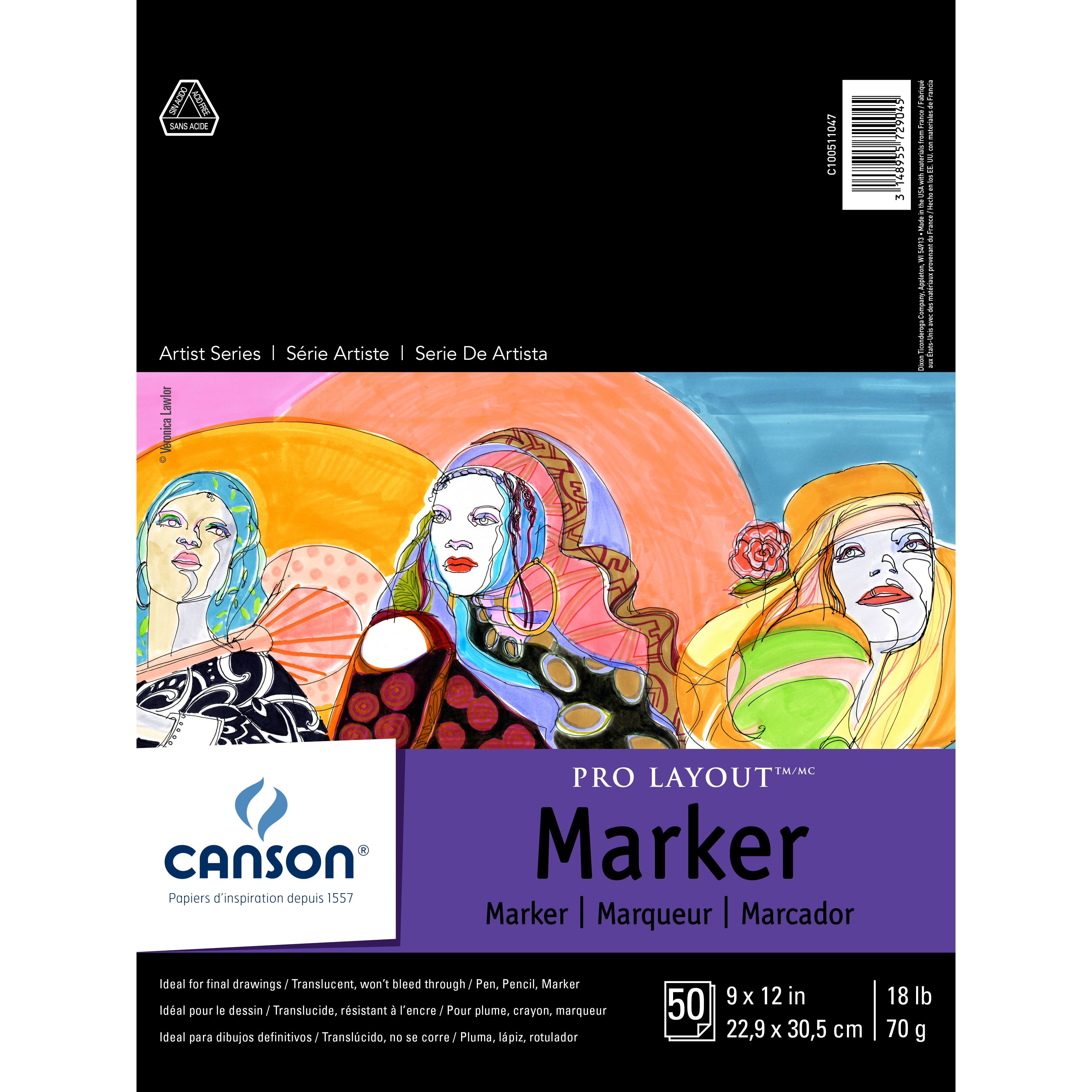 Canson Artist Series Pro-Layout Marker Pad 9in x 12in 50 Sheets/Pad
